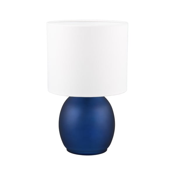 Balta/zila galda lampa ar auduma abažūru (augstums 29 cm) Vela – Trio-image-1