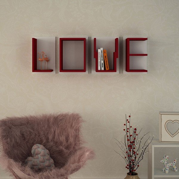 4 sienas plauktu komplekts Homitis Love Claret-image-1