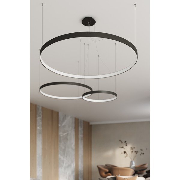 Melna alumīnija LED piekaramā lampa ø 78 cm RIO – Thoro-image-2