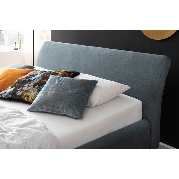 Zaļa/zila polsterēta divvietīga gulta ar veļas kasti ar redelēm 160x200 cm Mila – Meise Möbel-image-1
