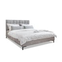 Gaiši pelēka polsterēta divvietīga gulta ar redelēm 160x200 cm Eve – Miuform