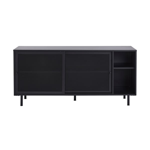 Melna metāla kumode ar bīdāmām durvīm 160x75x46 cm Veep – Unique Furniture