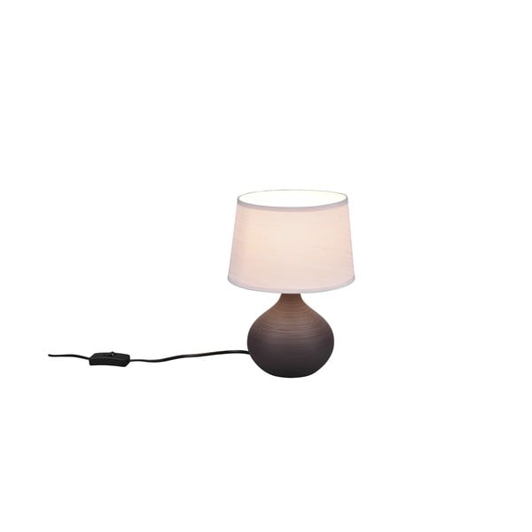 Tumši brūna keramikas un auduma galda lampa Reality Martin, augstums 29 cm-image-3