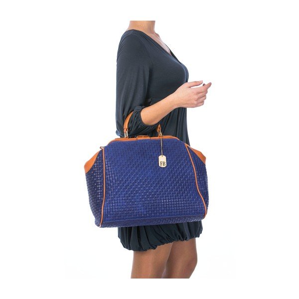 Ādas rokassoma Federica Bassi Braid Blue-image-3