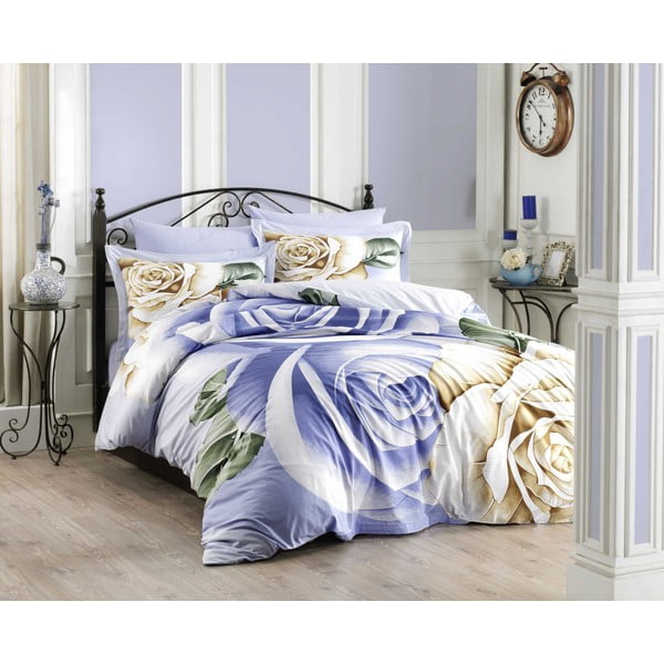 Divguļamā gultas veļa ar gultas pārklāju no poplīna Hobby Rebecca Blue, 200 x 220 cm