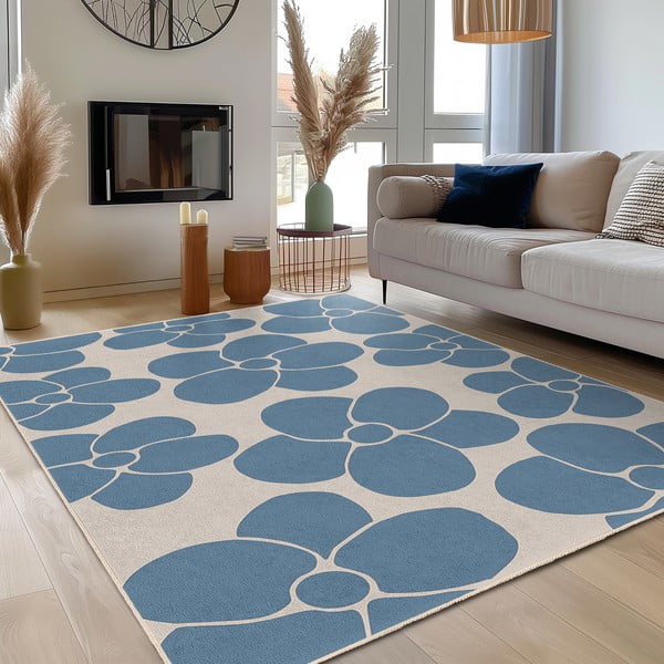 Zils mazgājams celiņa paklājs 80x200 cm Blue Meadow – Mila Home-image-3