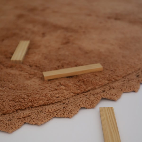 Ķieģeļu sarkans mazgājams/ar rokām darināts kokvilnas apaļš paklājs ø 110 cm Perla Toffee – Nattiot-image-1