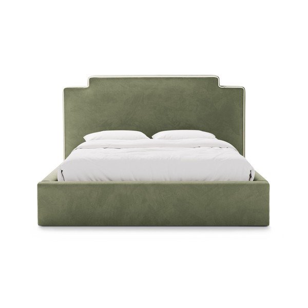 Zaļa polsterēta divvietīga gulta ar veļas kasti ar redelēm 140x200 cm Princess – Micadoni -image-3