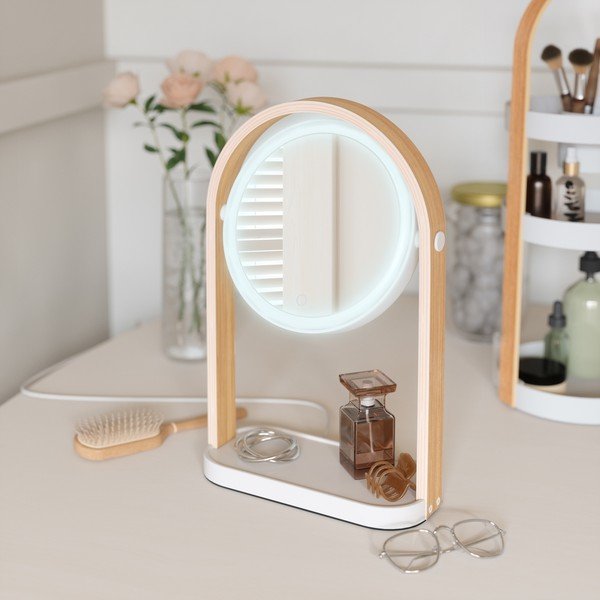 Kosmētikas spogulis ar masīvkoka rāmi (ar 10x palielinājumu) 12x38 cm Bellwood – Umbra-image-1