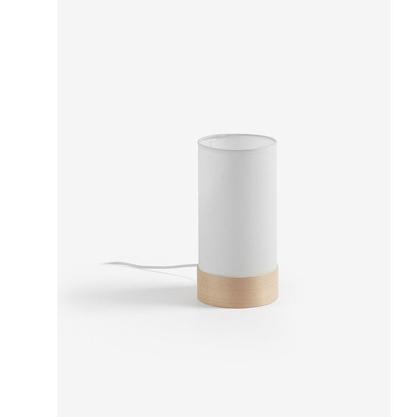 Balta/dabīga toņa dižskābarža masīvkoka galda lampa ar auduma abažūru (augstums 26 cm) Slat – Kave Home-image-3