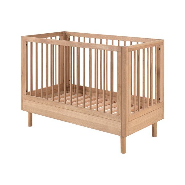 Dabīga toņa ozola masīvkoka bērnu gultiņa ar regulējamu augstumu 60x120 cm Forrest – Vipack-image-2