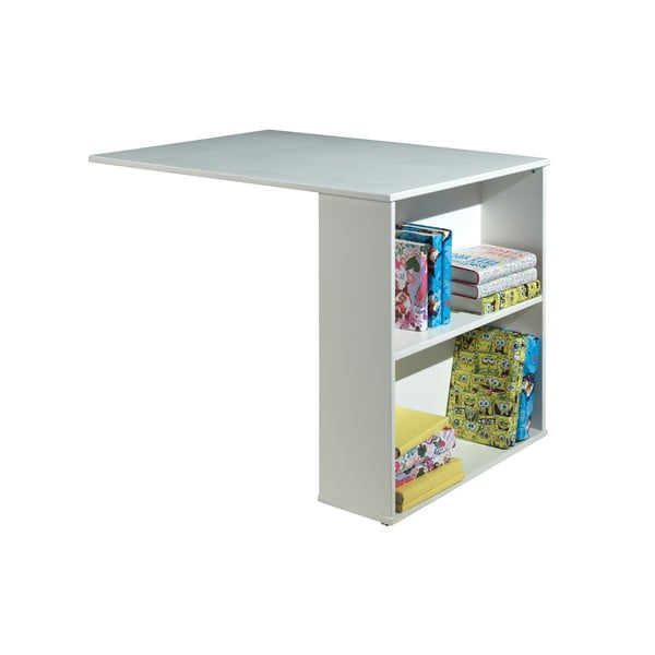 Balta priedes masīvkoka paaugstināta bērnu gulta ar veļas kasti 90x200 cm SCOTT – Vipack-image-3