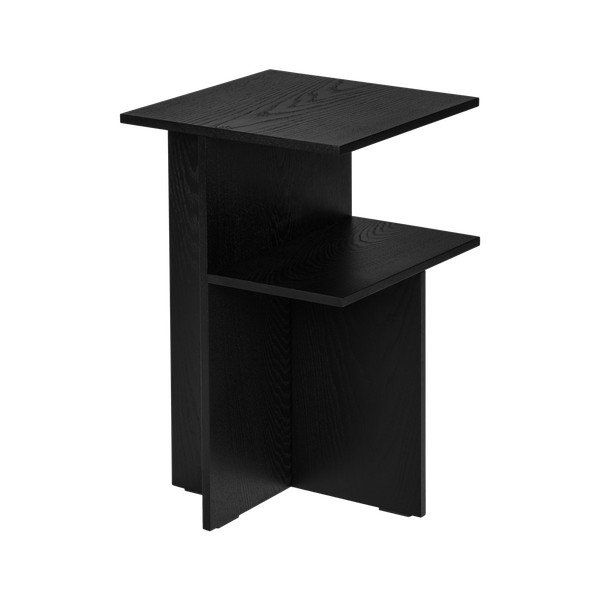 Melns naktsskapītis ar ozolkoka imitāciju ar plauktiem Atik – noo.ma-image-2