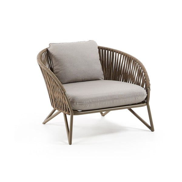 Gaiši pelēks/brūns metāla dārza atpūtas krēsls Branzie – Kave Home