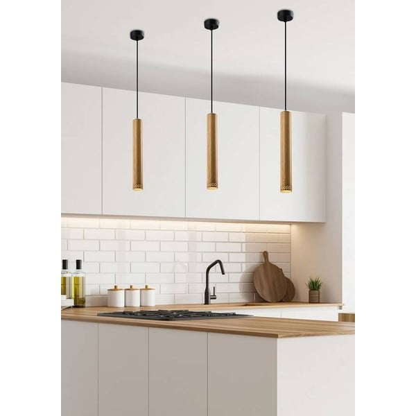 Melna piekaramā lampa no koka ø 7 cm Tubo – Candellux Lighting-image-1