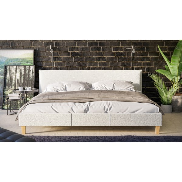 Krēmkrāsas mīksta divvietīga gulta ar režģi 200x200 cm Tina – Ropez-image-1