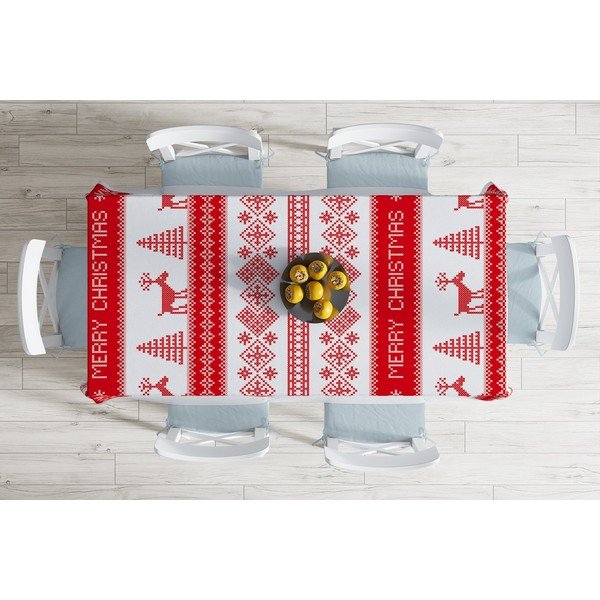 Ziemassvētku galdauts ar kokvilnas maisījumu Minimalist Cushion Covers Nordic Knit, 140 x 180 cm -image-1