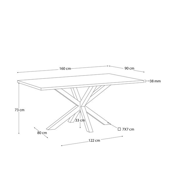 Ēdamgalds ar ozolkoka imitācijas galda virsmu 90x160 cm Argo – Kave Home-image-2