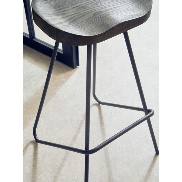 Melna/dabīga toņa gobas masīvkoka bāra taburete (sēdekļa augstums 78 cm) District – Premier Housewares-image-3