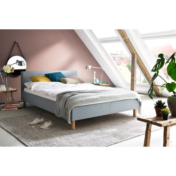 Zila/pelēka polsterēta vienvietīga gulta bez režģa 120x200 cm Lena – Meise Möbel-image-1