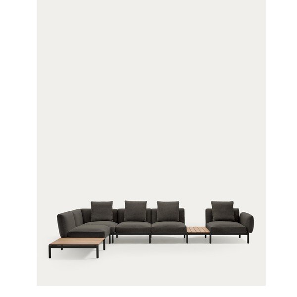 Tumši pelēks polsterēts dārza dīvāns (ar kreiso stūri) Sorells – Kave Home-image-2