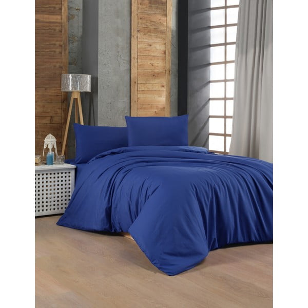 Tumši zila vienvietīga kokvilnas gultas veļa 140x200 cm – Mijolnir