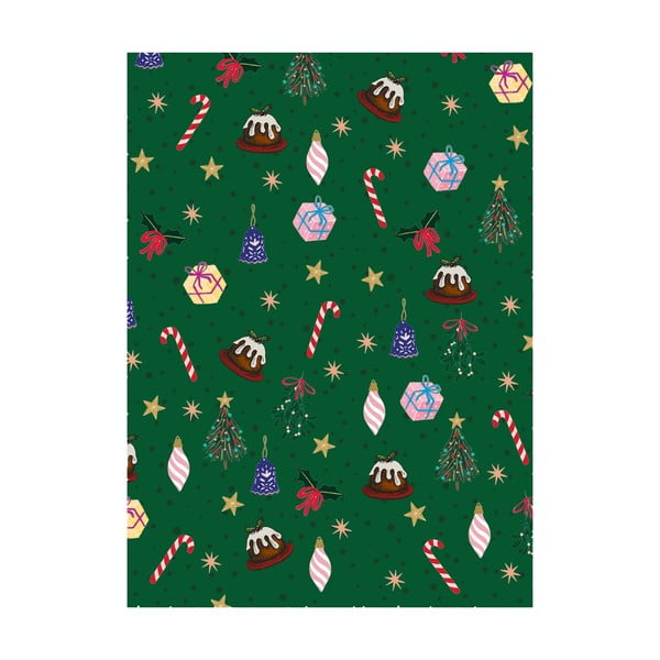 5 zaļas dāvanu papīra loksnes eleanor stuart Christmas Fun, 50 x 70 cm