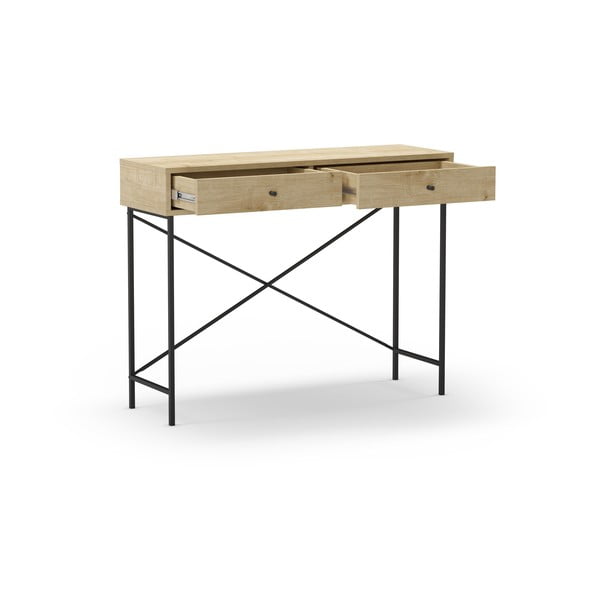 Dabīga toņa konsoles galds ar ozolkoka imitācijas galda virsmu 35x110 cm Titan – Marckeric-image-3