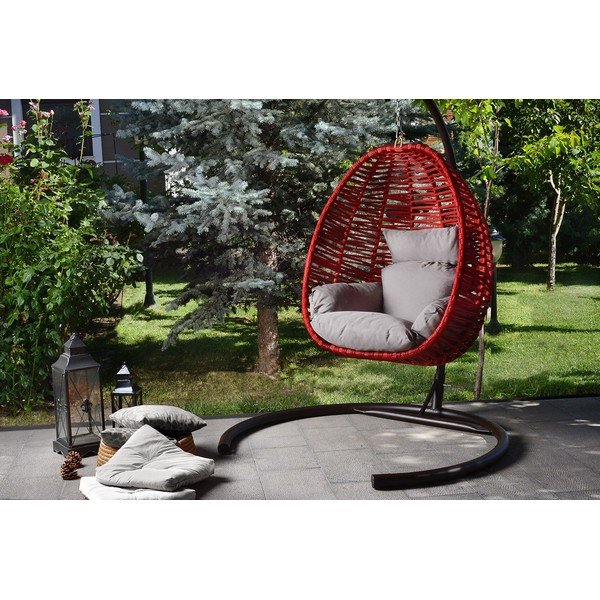 Sarkans/pelēks dārza piekaramais krēsls Findik – Floriane Garden-image-4