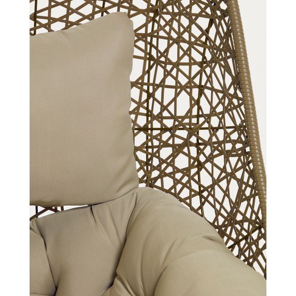 Bēšs mākslīgās rotangpalmas dārza piekaramais krēsls Florina – Kave Home-image-3