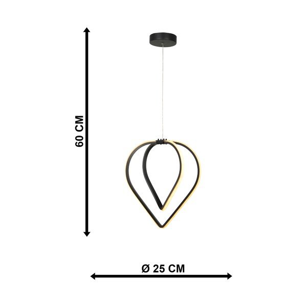 Melna metāla LED piekaramā lampa ø 33 cm Pars – Squid Lighting-image-4