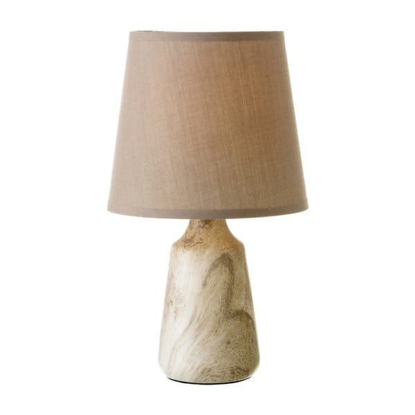 Bēša keramikas galda lampa ar auduma abažūru (augstums 28 cm) – Casa Selección