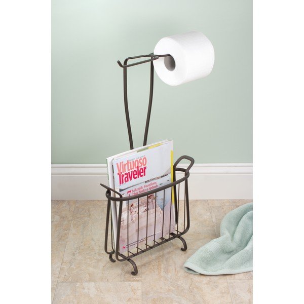 Metāla tualetes papīra turētājs bronzas krāsā iDesign Axis, augstums 61 cm-image-1