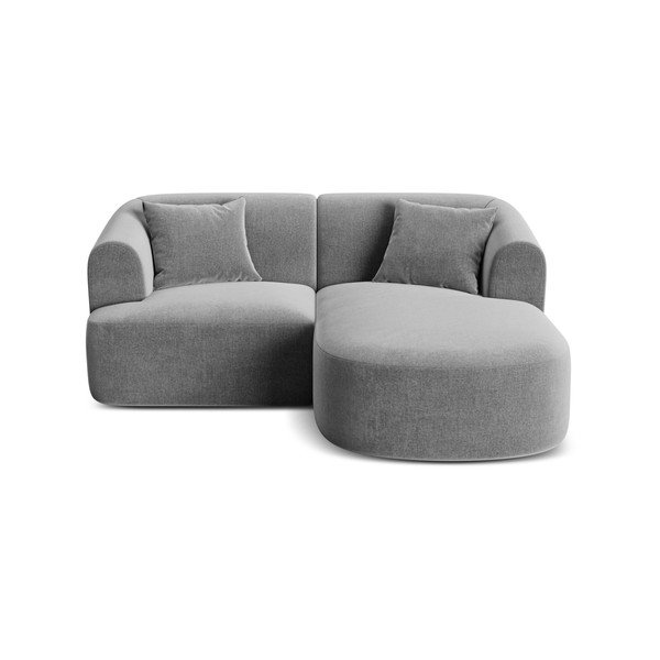 Gaiši pelēks samta stūra dīvāns (ar labo stūri/ar zvilni) Campi – Cosmopolitan Design