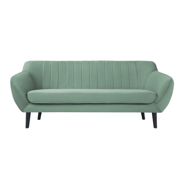 Piparmētru zaļš divvietīgs dīvāns Mazzini Sofas Toscane, melnas kājas