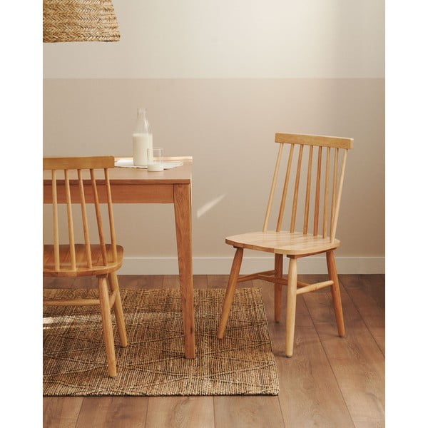 Dabīga toņa gumijkoka masīvkoka pusdienu krēsli (2 gab.) – Kave Home-image-1