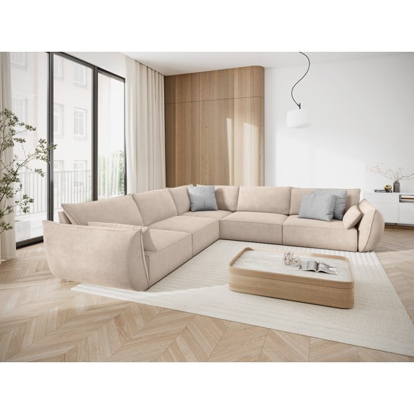 Bēšs stūra dīvāns (maināms stūris) Vanda – Mazzini Sofas-image-1