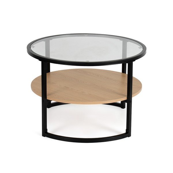 Melns/dabīga toņa apaļš žurnālgaldiņš ar ozolkoka imitāciju ø 68 cm Zanu – Bonami Essentials-image-3