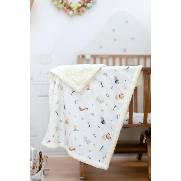 Balta bērnu sega no ranforce kokvilnas 75x100 cm Dinozor – Mijolnir-image-1