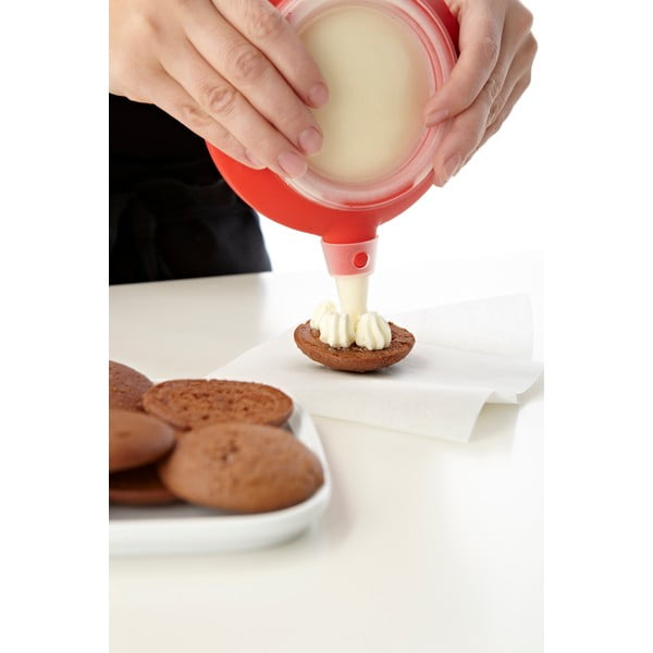 Sarkans kēksiņu dekorators ar 6 uzgaļiem Lékué Decomax-image-2