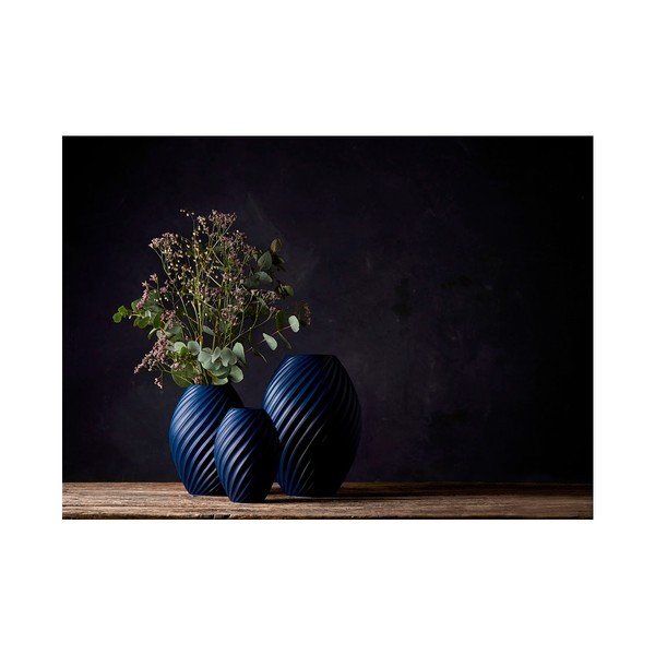 Zila porcelāna vāze Morsø River, augstums 26 cm-image-2