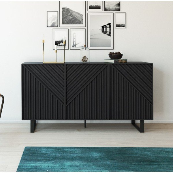 Melna kumode 151x80x35 cm Peta – Marckeric-image-1