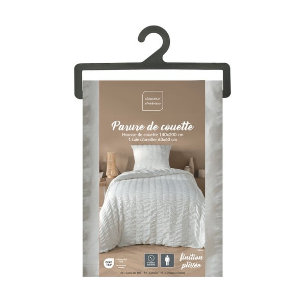 Balta vienguļamā gultas veļa no krepa auduma 140x200 cm Plissia – douceur d'intérieur-image-4