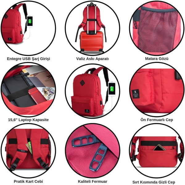 Violeta mugursoma ar USB portu My Valice SPECTA Smart Bag-image-3