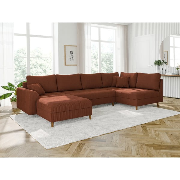 Ķieģeļu sarkans velveta stūra dīvāns (ar kreiso stūri) Ariella – Ropez-image-3