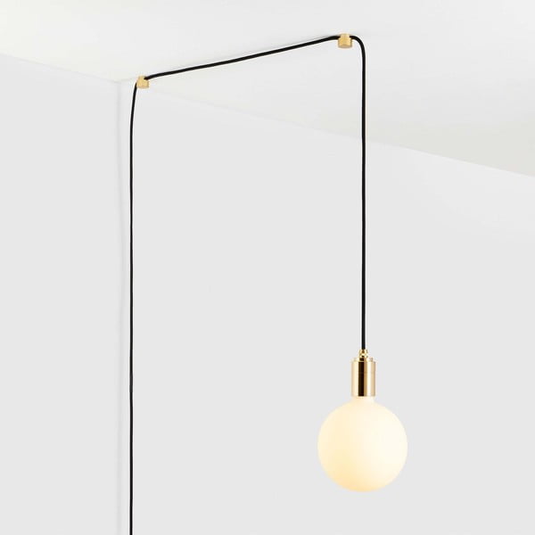 Melna/zelta krāsas piekaramā lampa ø 4 cm Plug & Play – tala-image-2