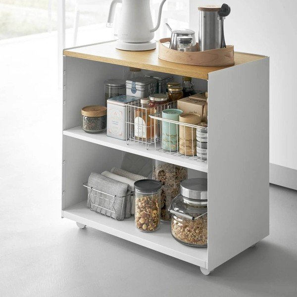 Balts metāla plaukts uz riteņiem 60x59x35 cm Tower – YAMAZAKI-image-4