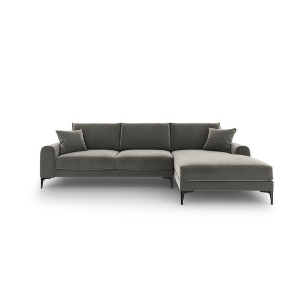 Gaiši pelēks samta stūra dīvāns Mazzini Sofas Madara, labais stūris-image-2