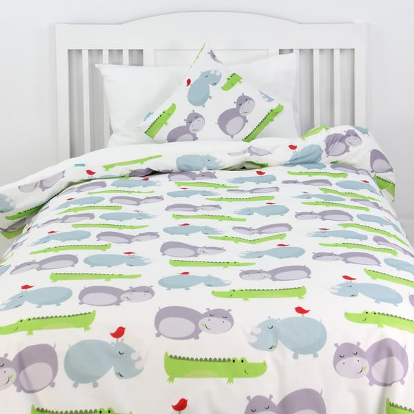 Bērnu kokvilnas sega un spilvens Mr. Fox Hippo, 140 x 200 cm-image-1
