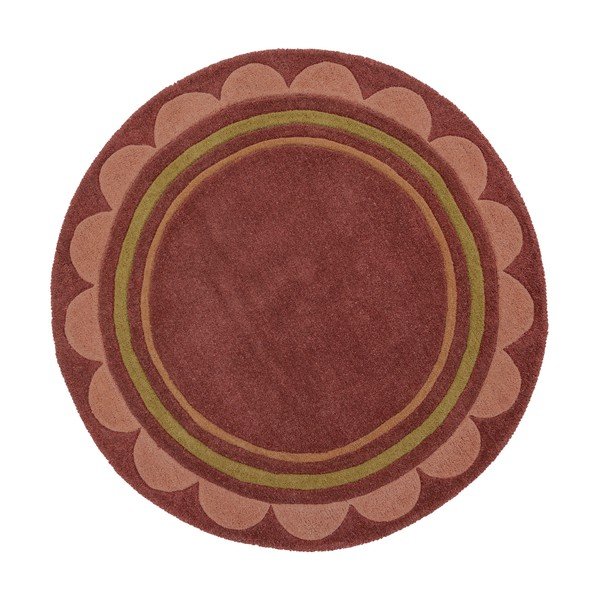 Bordo ar rokām darināts vilnas apaļš paklājs ø 120 cm Lois – Flair Rugs